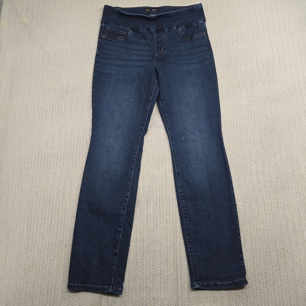 Lee Jeans Women 32 Medium Blue Slim Fit Sculpting Mid Rise Pull On Stretch Pants